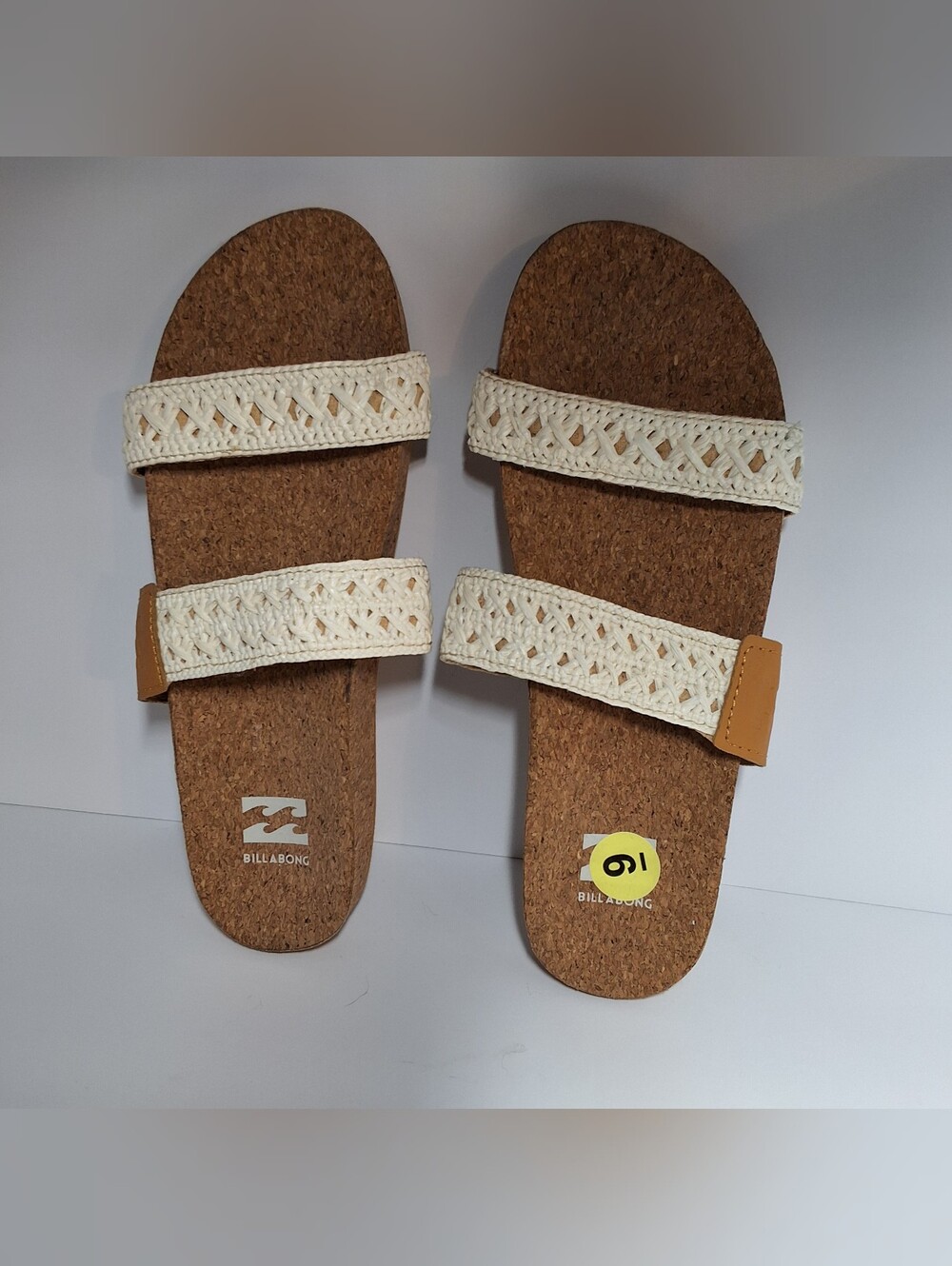Billabong Women's White Woven Cork Slide Sandals